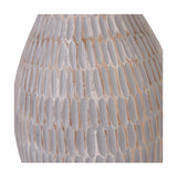 Ioan Grey Engraved Wood Bottle Table Lamp Base - 49cm