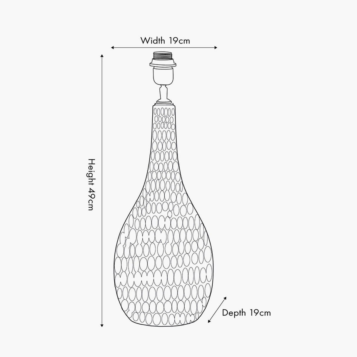 Ioan Grey Engraved Wood Bottle Table Lamp Base - 49cm