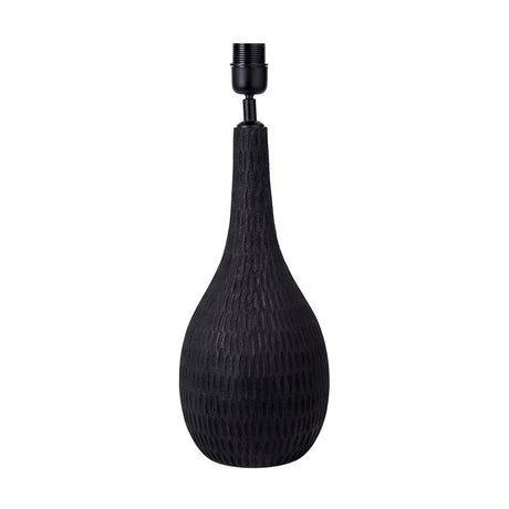 Ioan Black Engraved Wood Bottle Table Lamp with Racing Green Shade
