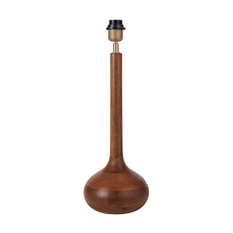 Toma Oiled Wood Tall Neck Table Lamp with Ocean Blue Ikat Shade - 72cm