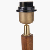 Toma Oiled Wood Tall Neck Table Lamp with White Self Lined Shade