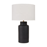 Sierra Black Tall Ribbed Terracotta Table Lamp with White Self Shade