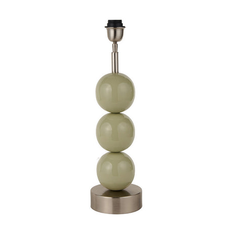Sofia Sage & Silver Enamel 3 Ball Table Lamp with Pistachio Shade
