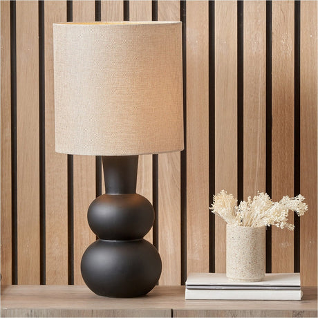 Aaliyah Black Curved Bottle Ceramic Table Lamp - 51cm