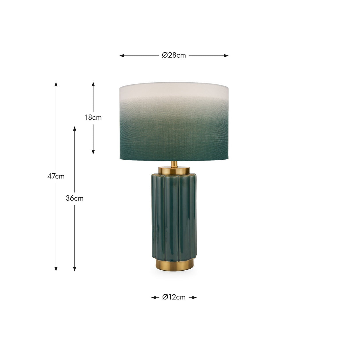 Lushan Green Scalloped Ceramic Table Lamp - 47cm