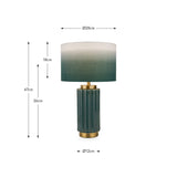 Lushan Green Scalloped Ceramic Table Lamp - 47cm