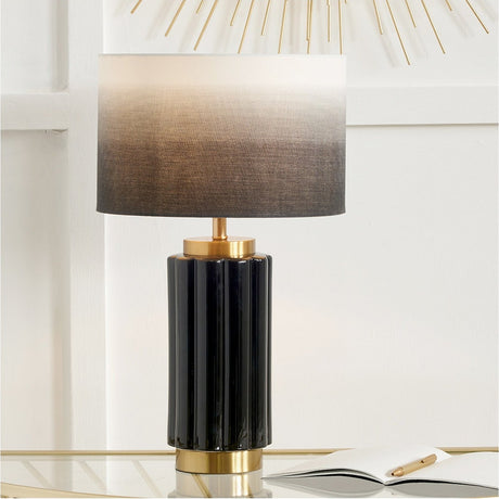 Lushan Black Scalloped Ceramic Table Lamp - 47cm