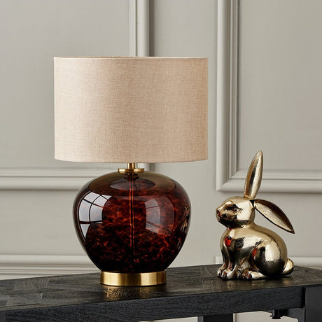 Lucien Tortoiseshell Brown Glass Table Lamp - 44cm