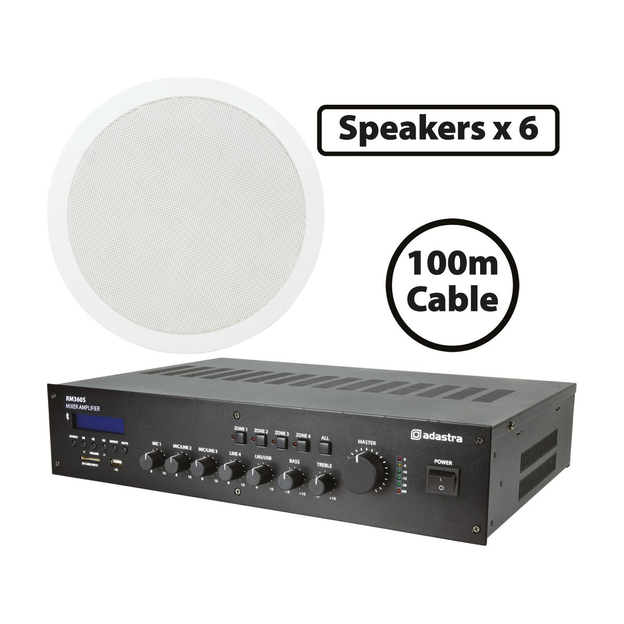 Adastra Commercial 100V Ceiling Speaker Package 8"
