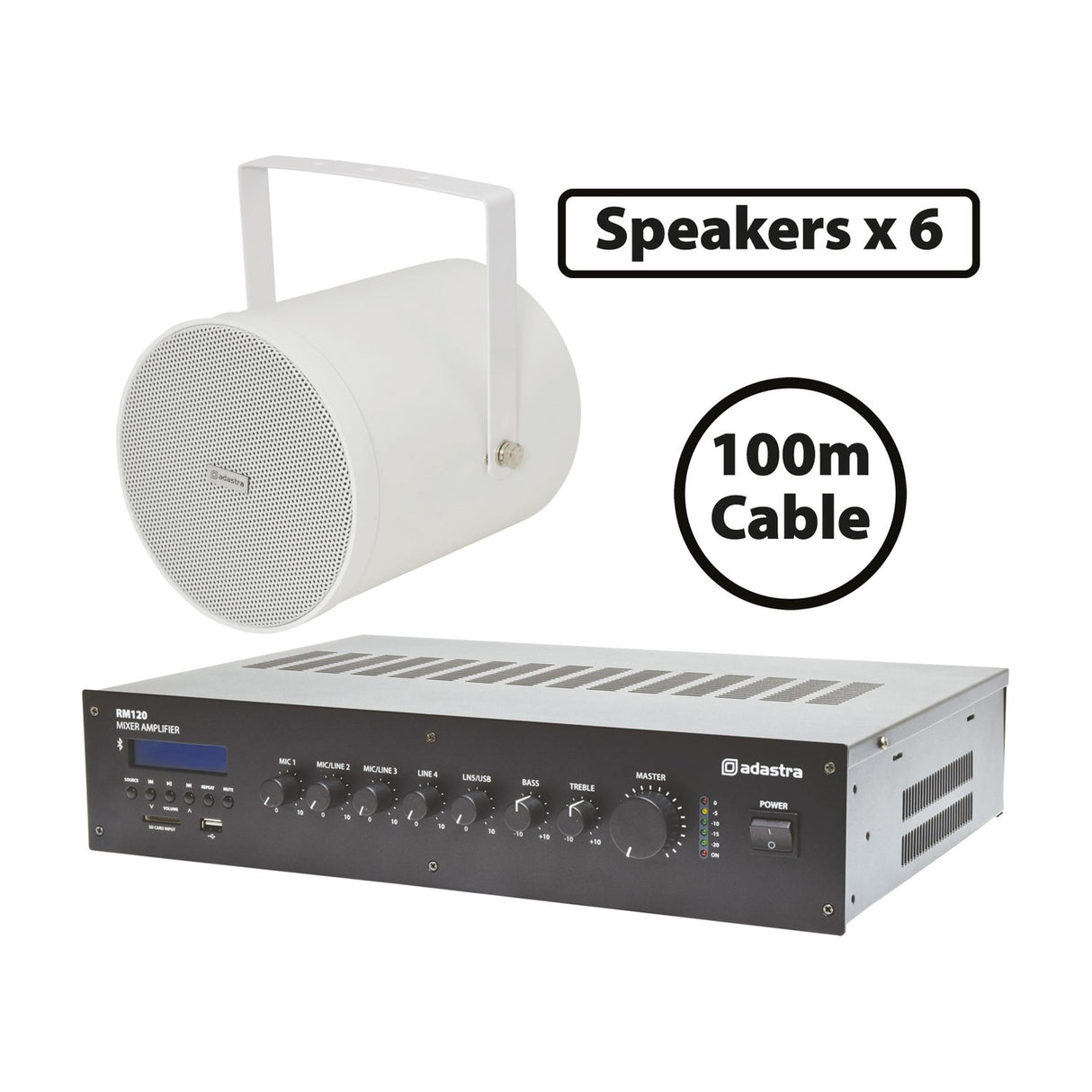 Adastra Weatherproof 100V Sound Projector Package with 120W Amp