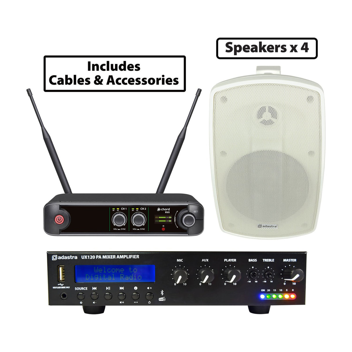 Adastra UX120 Bluetooth DAB+ PA Package for 60m²