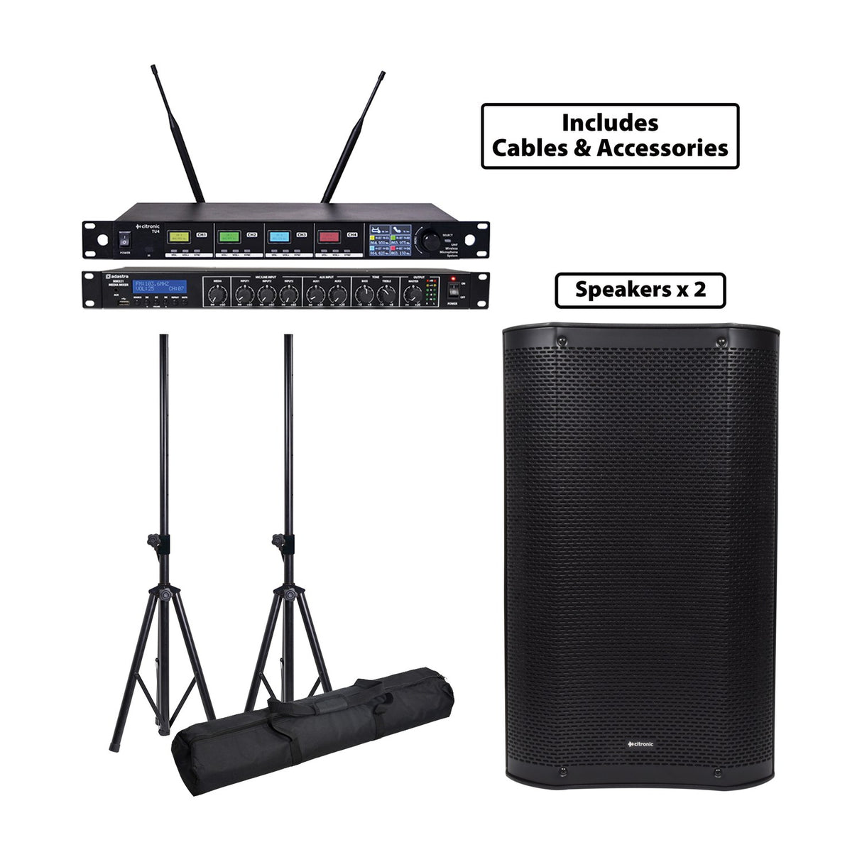 Citronic 2xCASA-12A-PK Portable Active PA System Package