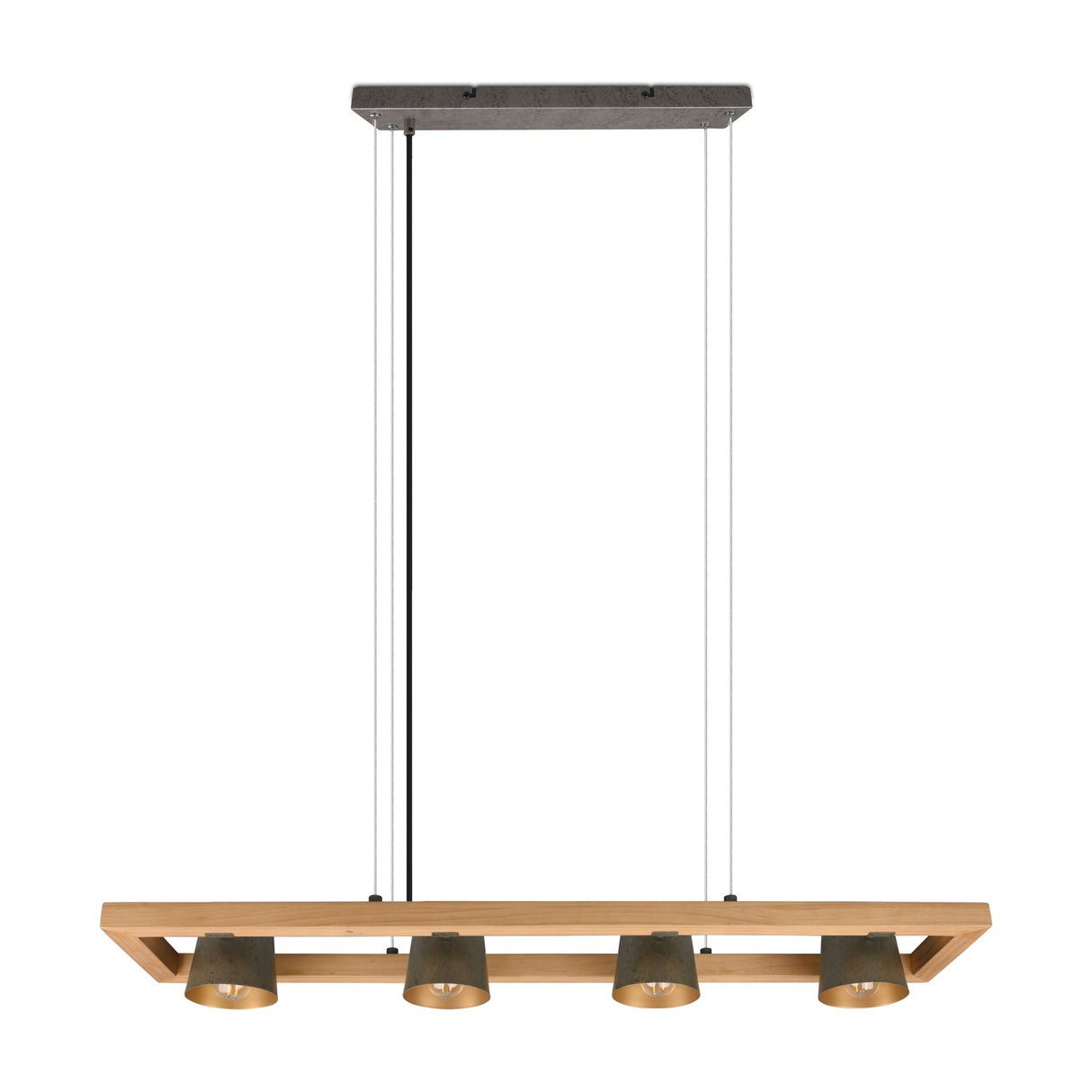 Bell 4 Light Wooden Chandelier – Antique Nickel