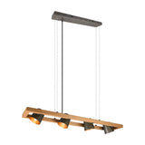 Bell 4 Light Wooden Chandelier – Antique Nickel