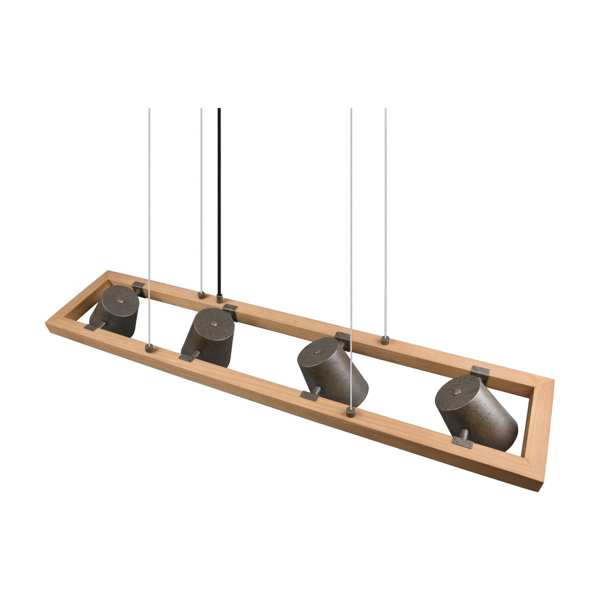 Bell 4 Light Wooden Chandelier – Antique Nickel