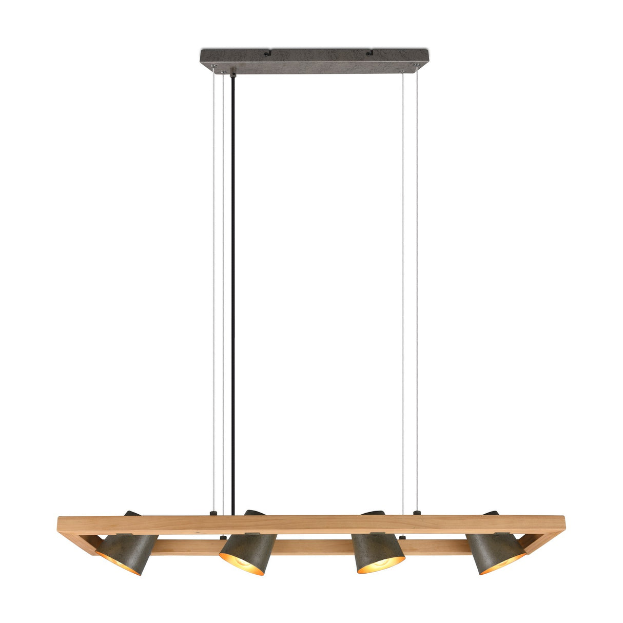 Bell 4 Light Wooden Chandelier – Antique Nickel