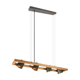 Bell 4 Light Wooden Chandelier – Antique Nickel