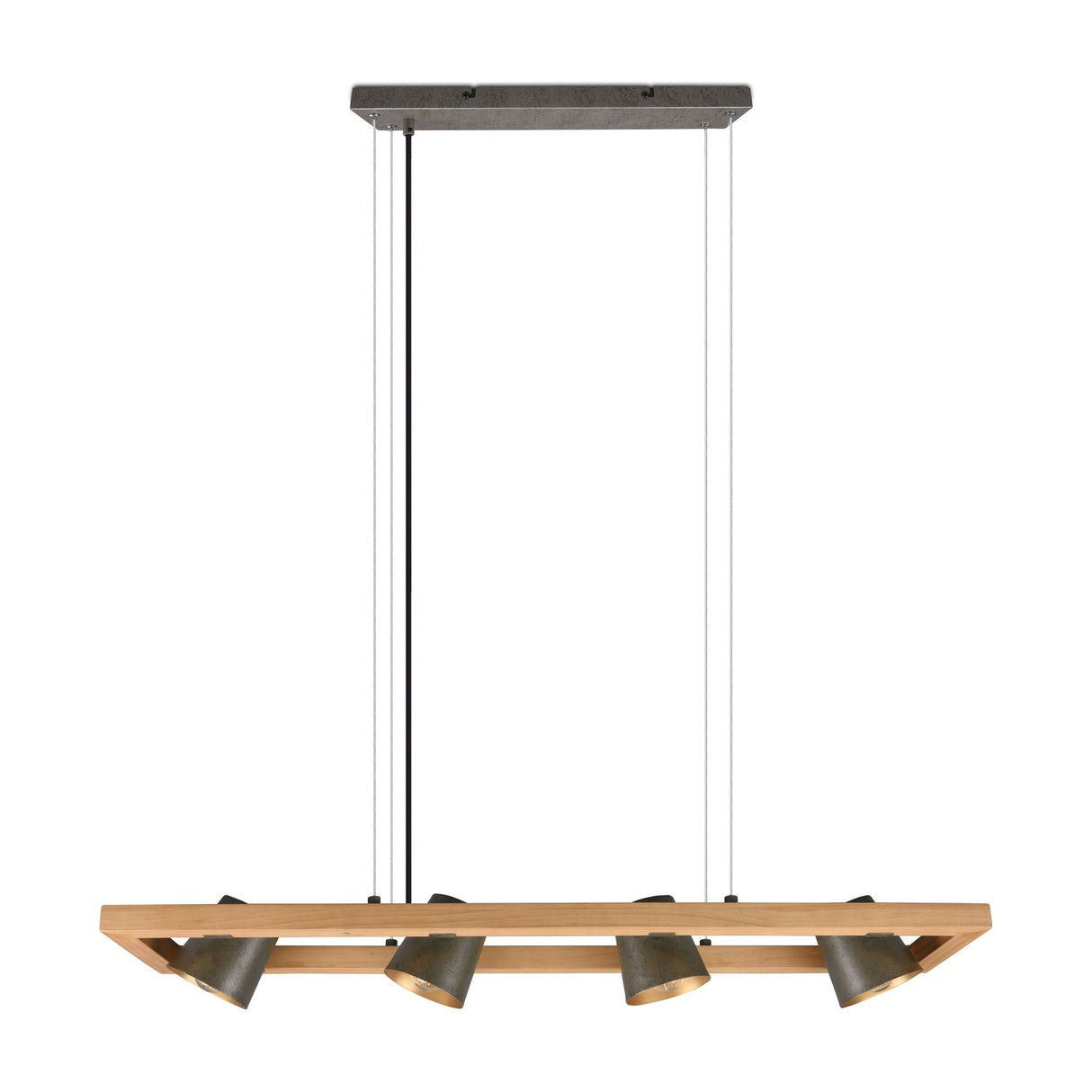 Bell 4 Light Wooden Chandelier – Antique Nickel