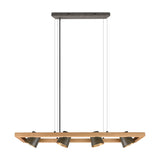 Bell 4 Light Wooden Chandelier – Antique Nickel