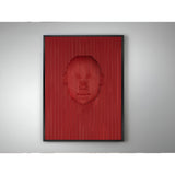 Red Textured Beige Portrait Bas-Relief Wall Panel - 90x120cm