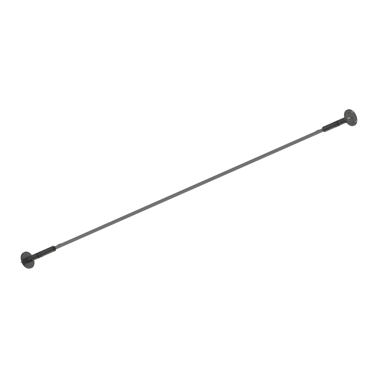 A long, thin metal rod with a flat disc on each end, displaying its steel construction and positioned diagonally on a white background, describes the Clarionis Holder for LED Strips - Black, 10m.