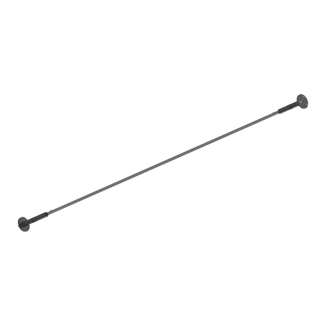 A long, thin metal rod with a flat disc on each end, displaying its steel construction and positioned diagonally on a white background, describes the Clarionis Holder for LED Strips - Black, 10m.