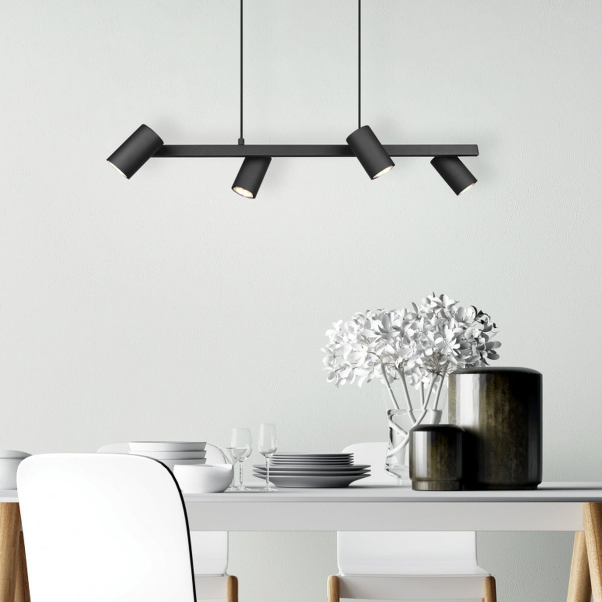 Marley 4 Light Linear 80cm Chandelier – Matt Black