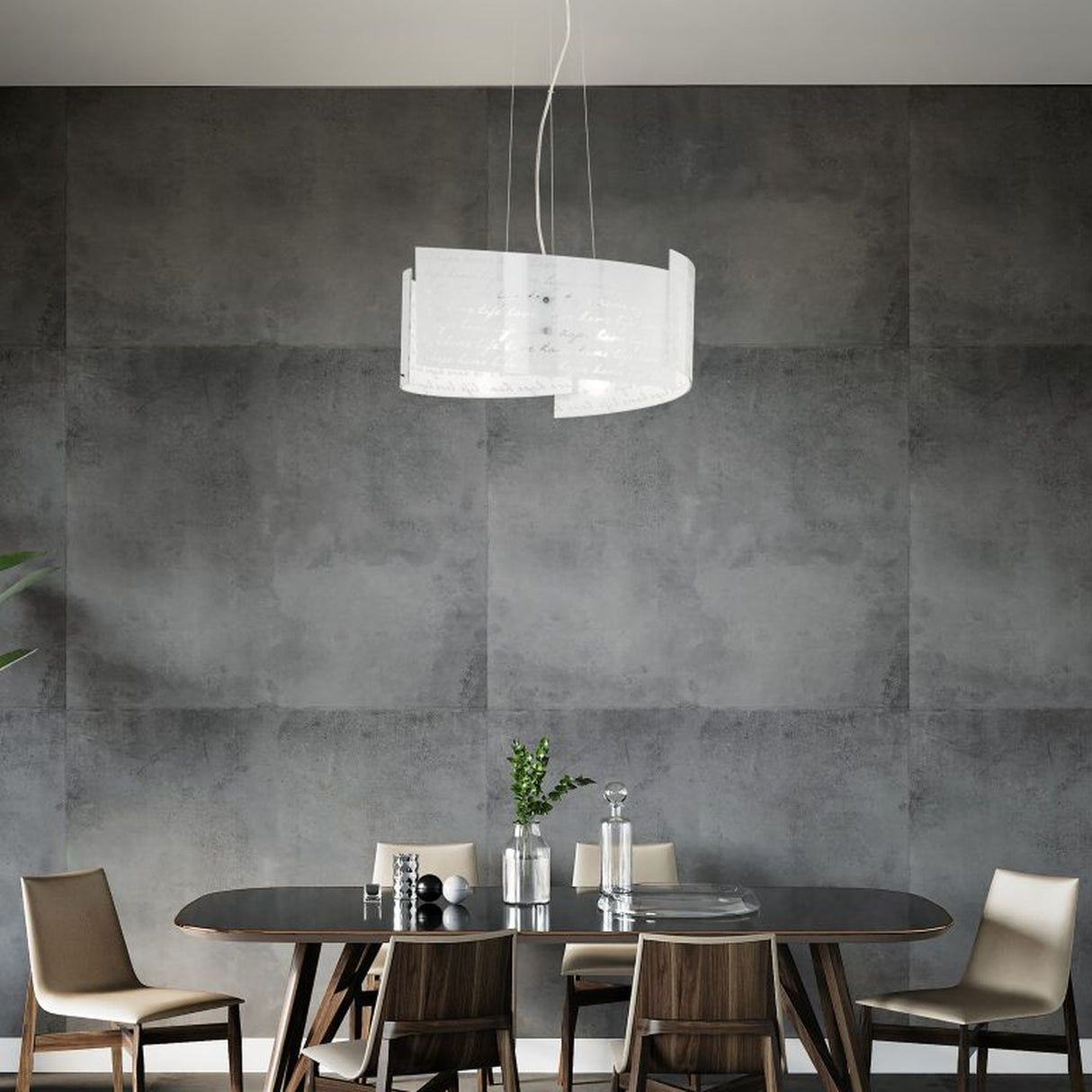 Signa 3 Light Glass Chandelier – White