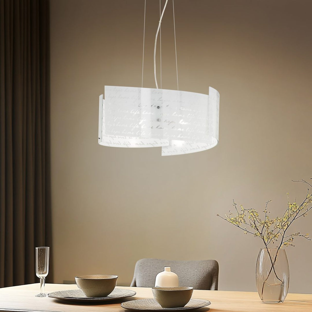 Signa 3 Light Glass Chandelier – White