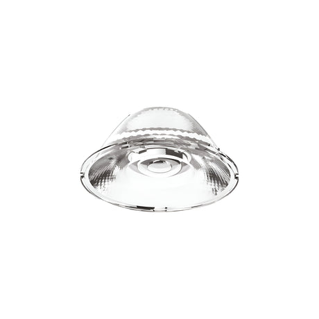 A shiny, metallic light reflector with a conical shape and textured interior enhances brightness and focus for precise lighting control. Designed to function seamlessly with the Ignis Track Light Lens - 15°, 6.2cm, the reflector is viewed from below, highlighting its circular opening against a plain white background.