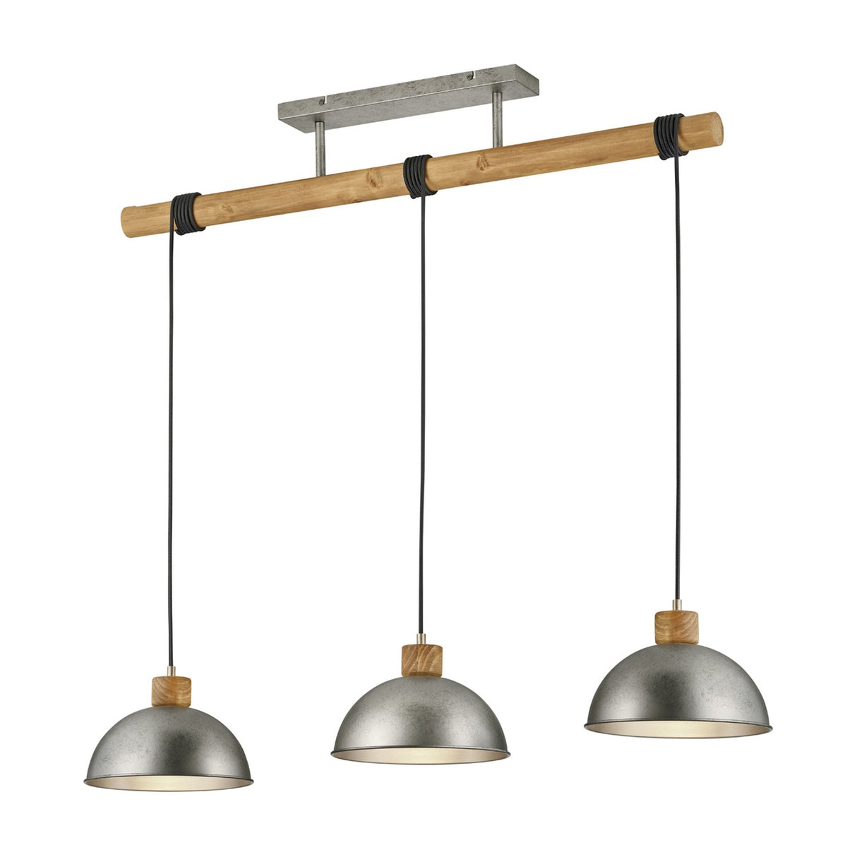 Delhi 3 Light Wooden Chandelier – Antique Nickel