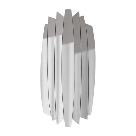 Full length mirror built from seven separate mirror blades set at different angles, an irregular outline on a plain background.