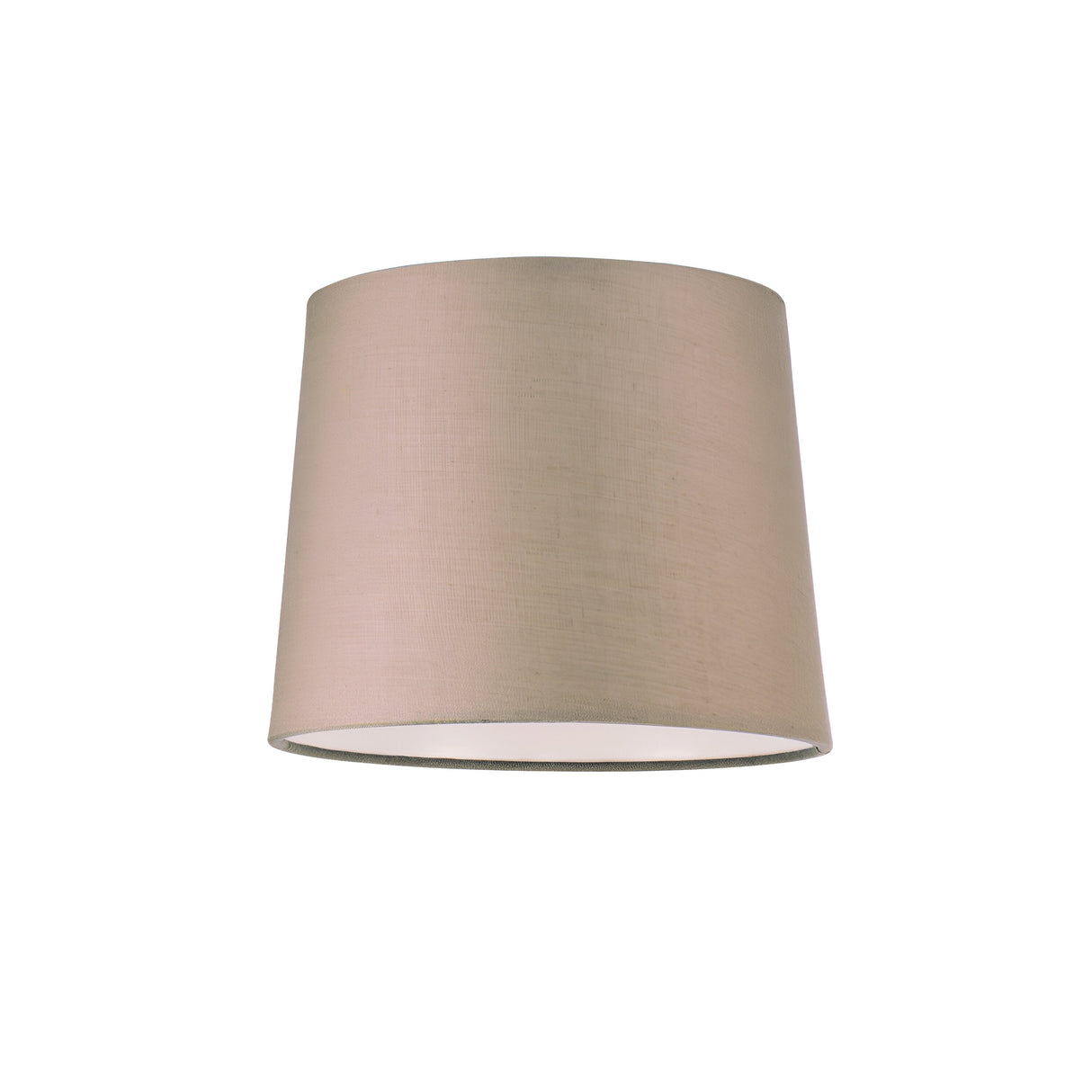The Aethera Cone Lampshade in dark beige is a sophisticated piece, featuring a fabric-textured, cylindrical design and measuring 40cm. It is displayed elegantly against a plain white background.