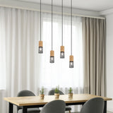 Tosh 4 Light Wooden Chandelier – Matt Black