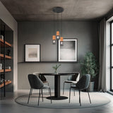 Tosh 3 Light Wooden Chandelier – Matt Black