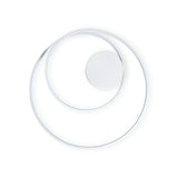 Introducing the Glistis Dimmable LED Ceiling Light in white, a 48W energy-efficient lighting option featuring a modern circular design. It comprises two concentric metal rings that swirl outward from a central base, creating a minimalistic and contemporary look perfect for enhancing your interior lighting.