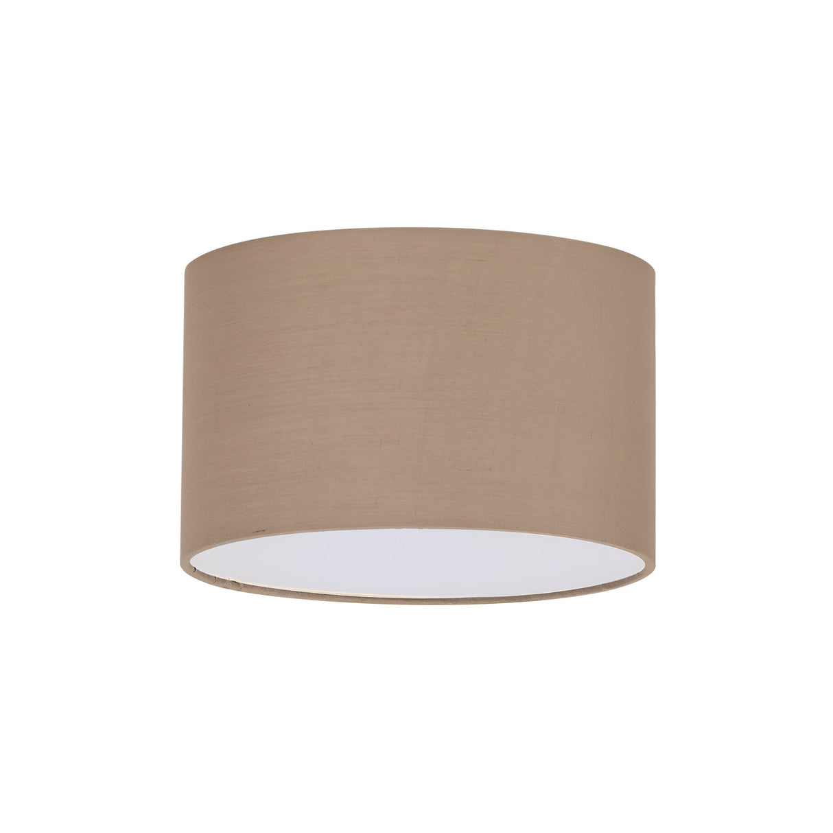 The Aethera Cylinder Lampshade - Dark Beige, 45cm, showcases a dark beige exterior with a white interior and is ideal for ceiling installation. Its sleek texture and minimalist design lend it a contemporary look, suitable for a range of interior styles.