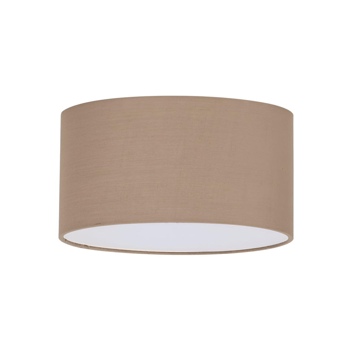 The Aethera Cylinder Lampshade - Dark Beige, 70cm highlights a timeless design with its dark beige, smooth surface. Crafted from high-quality materials, it features an open bottom against a pristine white background.