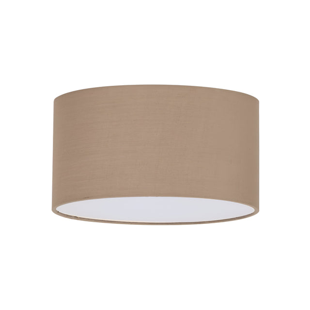 The Aethera Cylinder Lampshade - Dark Beige, 70cm highlights a timeless design with its dark beige, smooth surface. Crafted from high-quality materials, it features an open bottom against a pristine white background.