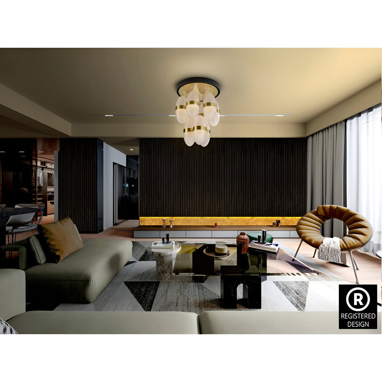Garden 9 Light Dimmable LED Cluster Pendant 54W 3000k - Gold/White