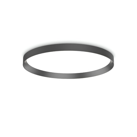 Introducing the Spark LED Flush Light 53W 4000K, featuring a modern and minimalist design with a sleek black finish on a white background, providing energy-efficient lighting. Measuring 60cm in diameter, this light perfectly blends style and functionality.