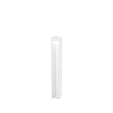 A Viritis Outdoor LED Bollard Light 12W 3000K in white stands tall and rectangular against a simple white background, showcasing its energy-efficient design and modern aesthetic with clean lines, reminiscent of a powder-coated aluminum fixture.