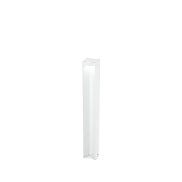A Viritis Outdoor LED Bollard Light 12W 3000K in white stands tall and rectangular against a simple white background, showcasing its energy-efficient design and modern aesthetic with clean lines, reminiscent of a powder-coated aluminum fixture.