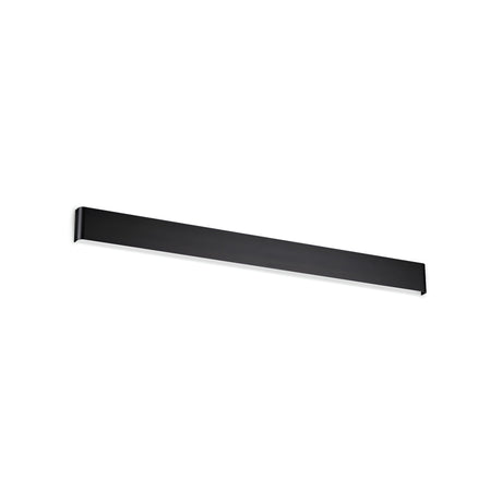The Clarityx LED Wall Light 37W 4000K in black, measuring 110cm, seamlessly integrates modern lighting against a plain white background while featuring energy-saving technology.