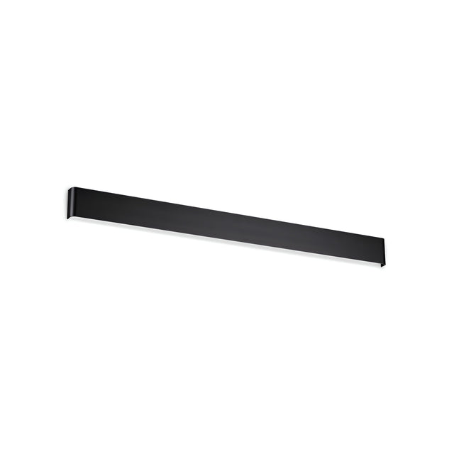 The Clarityx LED Wall Light 37W 4000K in black, measuring 110cm, seamlessly integrates modern lighting against a plain white background while featuring energy-saving technology.