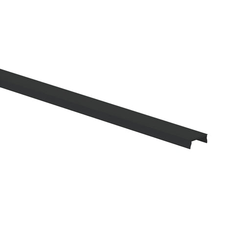 The Arcus Profile Cover 2m - Black is a long, dark-colored aluminium cover with a U-shaped profile, featuring a sleek matte black finish against a white background.