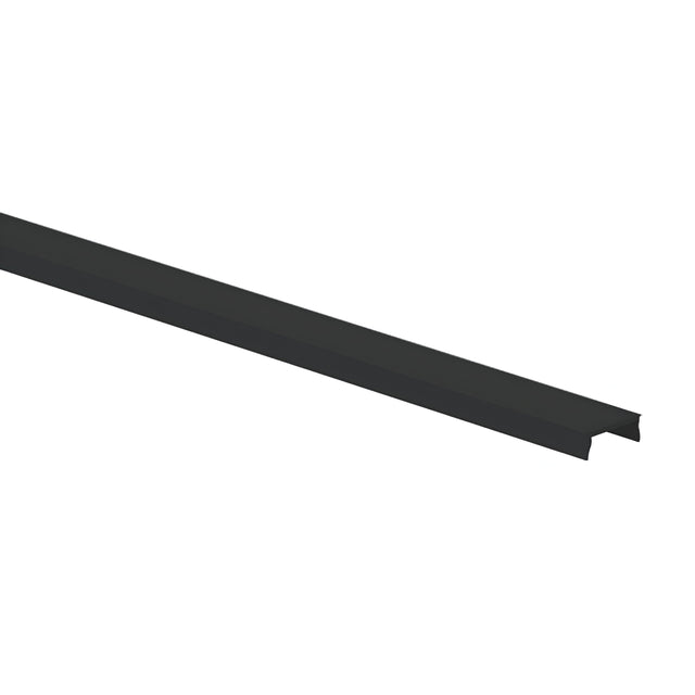 The Arcus Profile Cover 2m - Black is a long, dark-colored aluminium cover with a U-shaped profile, featuring a sleek matte black finish against a white background.