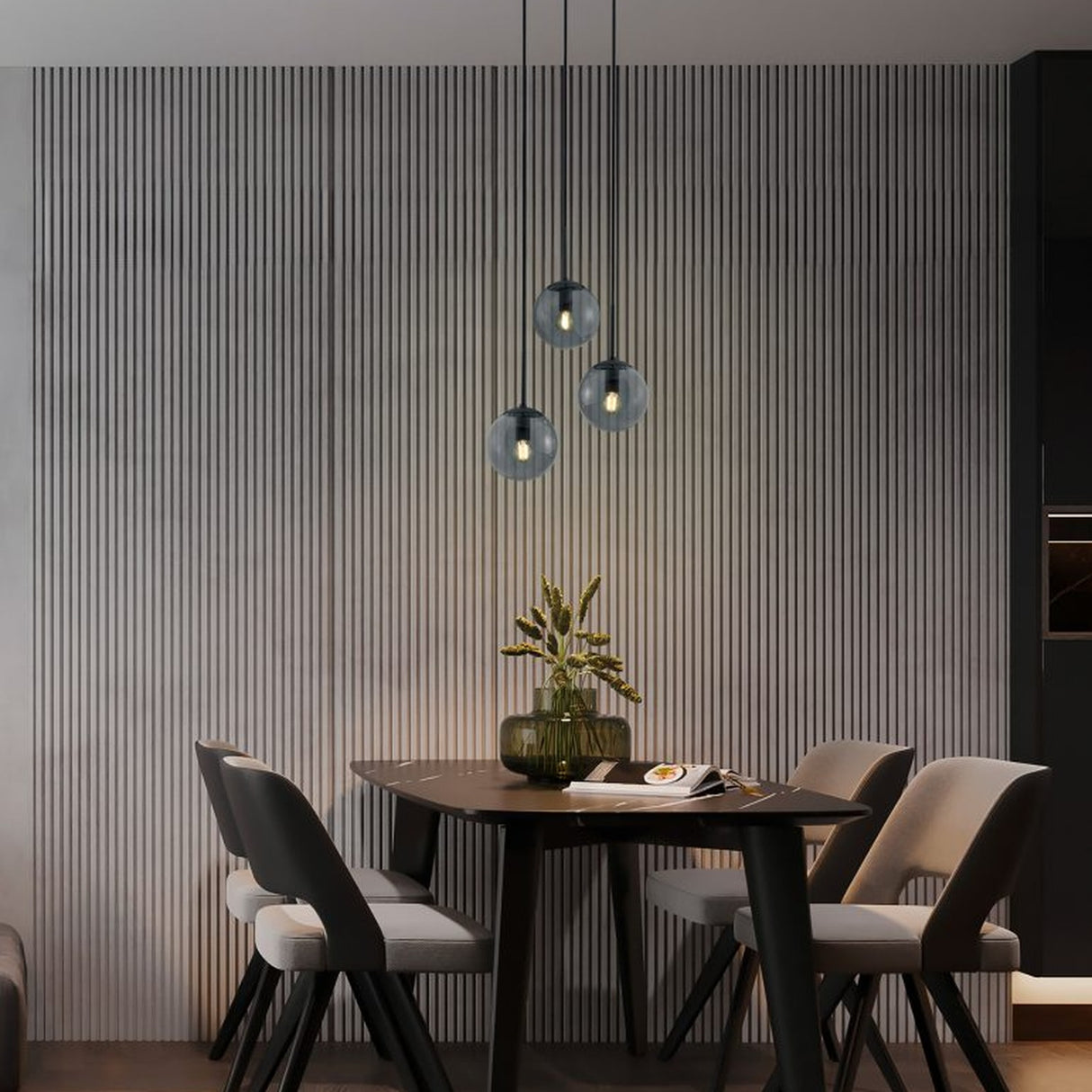 Balini 3 Light Globe Chandelier – Anthracite