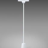 Star Floor Lamp in glossy white, single-light design with a round acrylic dome shade, slender stem, and tapered conical base, shown against a plain grey background.