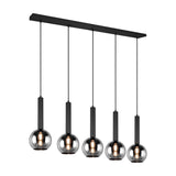 Clayton 5 Light Glass Chandelier – Matt Black